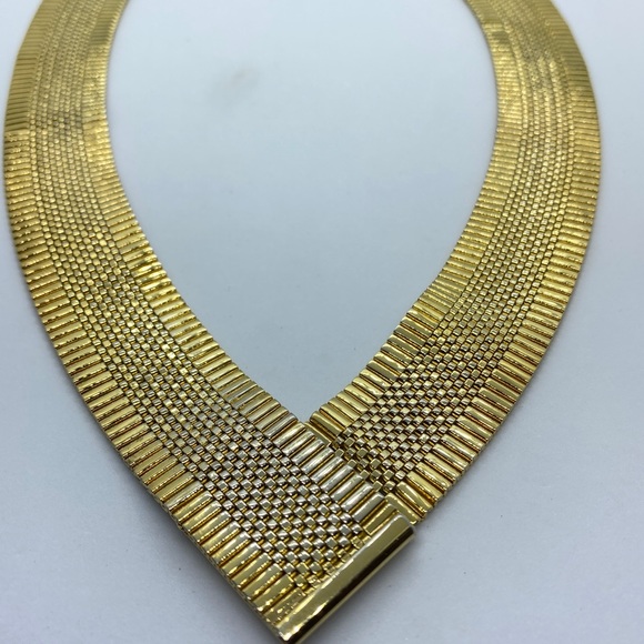 Vintage Napier 22k Gold Plated 80’s V Shape Statement 18” Necklace - Picture 2 of 5
